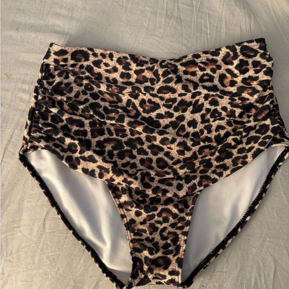 Leopard Print High-Waisted Bikini Bottoms